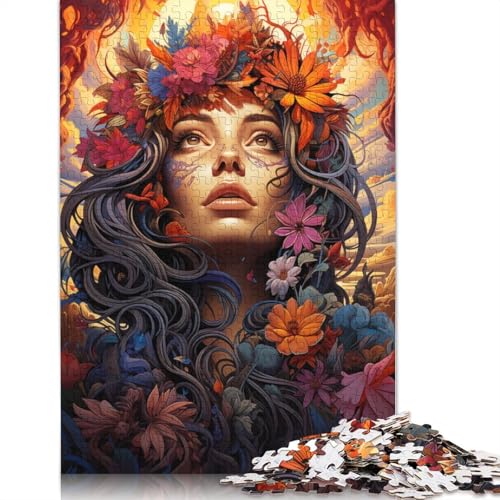 1000-teiliges psychedelisches und glückliches Frauen-Puzzle für Erwachsene, Holzpuzzles, Puzzles für Erwachsene, Lernspiel, Herausforderungsspielzeug (75 x 50 cm) von LMYmoney