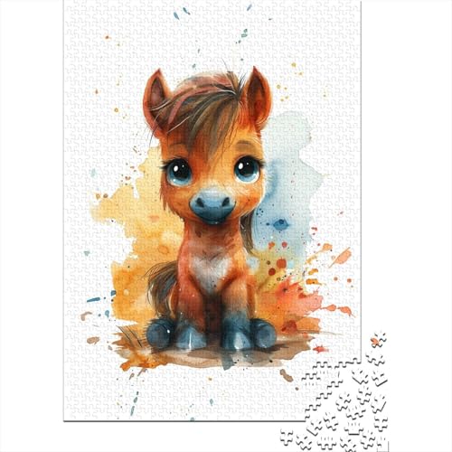 1000-teiliges süßes Baby-Pony-Puzzle für Erwachsene und Teenager, Lernspielzeug aus Holz, 1000 Teile (38 x 26 cm) von LMYmoney
