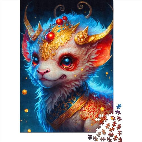 1000-teiliges süßes Drachenbaby-Puzzle für Erwachsene, Holzpuzzle für Erwachsene, Lernspiel, Herausforderungsspielzeug, 1000 Stück (38 x 26 cm) von LMYmoney