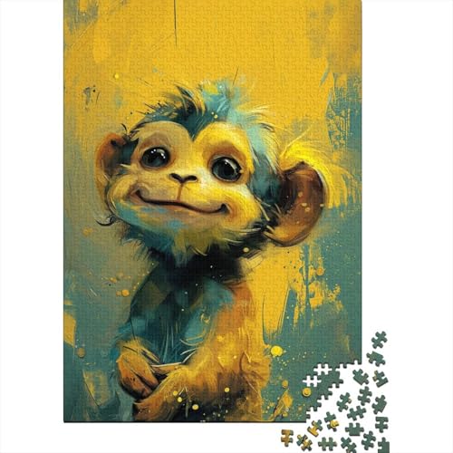 1000-teiliges süßes kleines gelbes Affen-Puzzle für Erwachsene, Puzzles, Lernspielzeug, 1000 Stück (38 x 26 cm) von LMYmoney