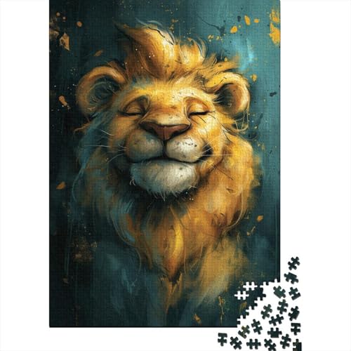 1000-teiliges süßes kleines gelbes Löwen-Puzzle für Erwachsene, Holzpuzzle für Erwachsene und Teenager, Lernpuzzle 1000 Teile (38 x 26 cm) von LMYmoney