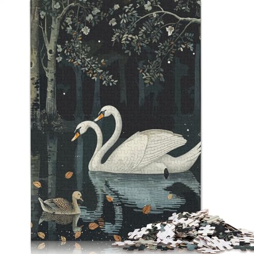 Abstract Swan Puzzles 1000 Teile Schwer Puzzle Spielzeug Lernspiel Impossible Herausforderung Spielzeug Für Erwachsene Kinder 1000pcs (38x26cm) von LMYmoney