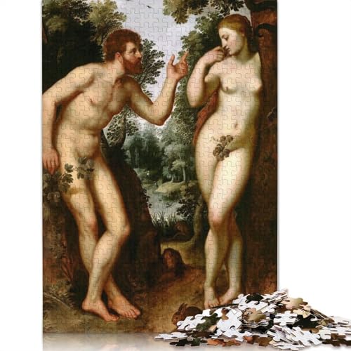 Adam und Eva Rubens Puzzle 1000 Teile für Erwachsene, Holzpuzzle, Gehirntraining, Herausforderung, Spiel, Unterhaltung, Geschenke, Familienaktivität (38 x 26 cm) von LMYmoney