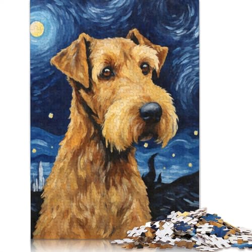 Airedale Terrier Nacht, 1000-teiliges Puzzle für Erwachsene | | Familienspaß-Puzzles für Erwachsene, Denkspiele (38 x 26 cm) von LMYmoney