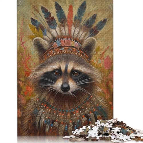 American Indian Waschbär Puzzle DIY Spiel Premium Karton Puzzle für Frauen Männer Kindertagsgeschenke 1000 Teile (75x50cm) von LMYmoney