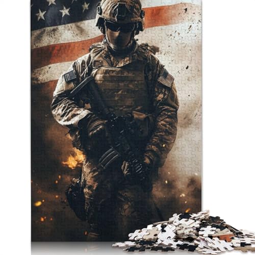 Amerikanisches Soldaten-Puzzle, Lernspiele, Familienaktivitäten, Premium-Karton-Puzzle für Frauen und Männer, 1000 Teile (26 x 38 cm) von LMYmoney
