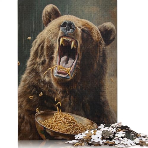Angry Bear Ramen-Nudeln-Puzzle, Dekompressionsspielzeug, rechteckiges Papierpuzzle für Kinder und Erwachsene ab 12 Jahren, 1000 Teile (26 x 38 cm) von LMYmoney