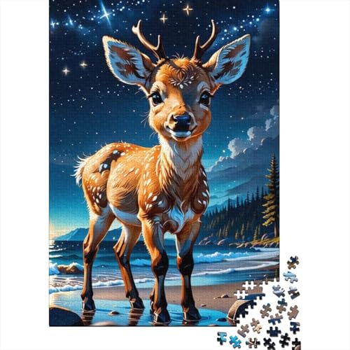Animal Art Elk Puzzle 1000 Teile Schwer Puzzle Spielzeug Lernspiel Impossible Herausforderung Spielzeug Für Erwachsene Kinder 1000pcs (38x26cm) von LMYmoney