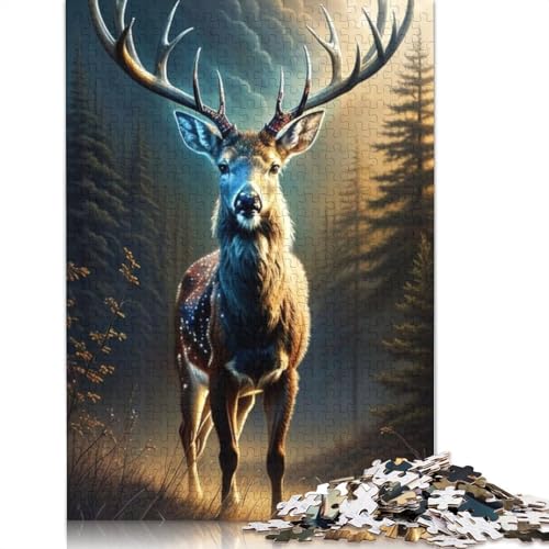 Animal Art Elk Puzzle 1000 Teile Schwer Puzzle Spielzeug Lernspiel Impossible Herausforderung Spielzeug Für Erwachsene Kinder 1000pcs (75x50cm) von LMYmoney