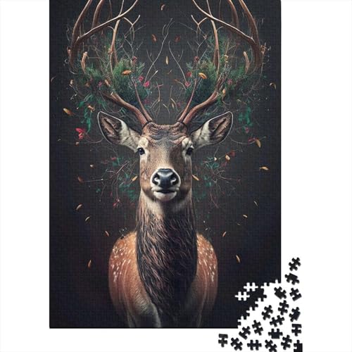 Animal Art Elk Puzzle 1000 Teile Schwer Puzzle Spielzeug Lernspiel Impossible Herausforderungsspielzeug Für Erwachsene Und Kinder Ab 14 Jahren 1000pcs (38x26cm) von LMYmoney