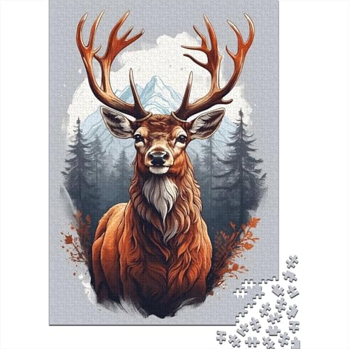 Animal Art Elk Puzzle 1000 Teile Schwer Puzzle Spielzeug Pädagogisches Spiel Impossible Herausforderung Spielzeug Für Erwachsene Und Kinder Ab 12 Jahren 1000pcs (38x26cm) von LMYmoney
