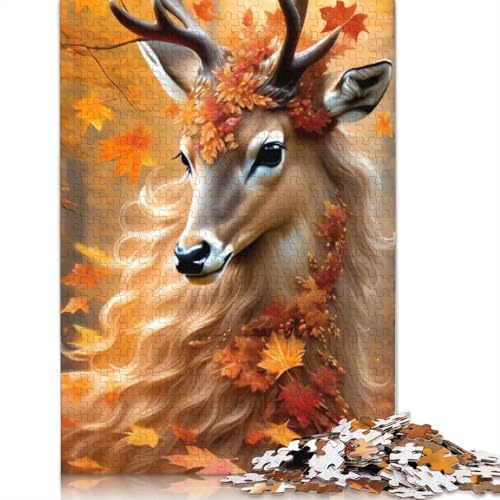 Animal Art Elk Puzzle 1000 Teile Schwer Puzzle Spielzeug Pädagogisches Spiel Impossible Herausforderungsspielzeug Für Erwachsene Kinder 1000pcs (75x50cm) von LMYmoney