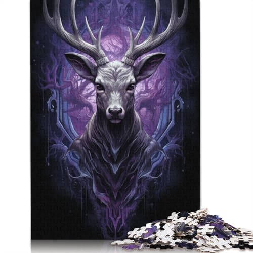 Animal Art Elk Puzzle 1000 Teile Schwer Puzzle Spielzeug Pädagogisches Spiel Impossible Herausforderungsspielzeug Für Erwachsene Und Kinder Ab 14 Jahren 1000pcs (75x50cm) von LMYmoney