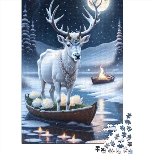 Animal Art Elk Puzzle 1000-teilige Schwer Puzzle Spielzeug Lernspiel Impossible Herausforderung Spielzeug Für Erwachsene Kinder 1000pcs (38x26cm) von LMYmoney