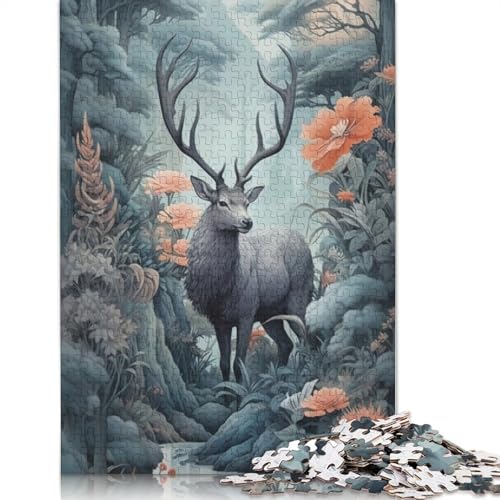 Animal Art Elk Puzzle 1000-teilige Schwer Puzzle Spielzeug Lernspiel Impossible Herausforderung Spielzeug Für Erwachsene Kinder 1000pcs (75x50cm) von LMYmoney