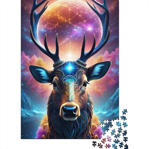 Animal Art Elk Puzzle 1000-teilige Schwer Puzzle Spielzeug Lernspiel Impossible Herausforderungsspielzeug Für Erwachsene Kinder 1000pcs (38x26cm) von LMYmoney