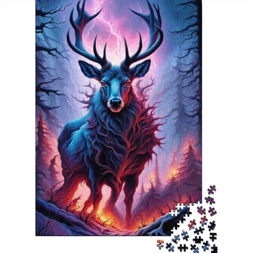 Animal Art Elk Puzzle 1000-teilige Schwer Puzzle Spielzeug Lernspiel Impossible Herausforderungsspielzeug Für Erwachsene Und Kinder in Bewährter 1000pcs (38x26cm) von LMYmoney