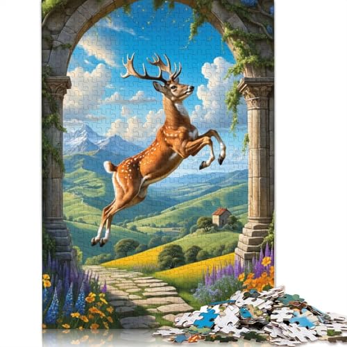 Animal Art Elk Puzzle 1000-teilige Schwer Puzzle Spielzeug Lernspiel Impossible Herausforderungsspielzeug Für Erwachsene Und Kinder in Bewährter 1000pcs (75x50cm) von LMYmoney