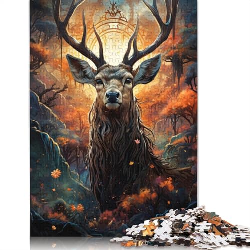 Animal Art Elk Puzzle 1000-teilige Schwer Puzzle Spielzeug Pädagogisches Spiel Impossible Herausforderung Spielzeug Für Erwachsene Kinder 1000pcs (75x50cm) von LMYmoney