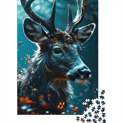 Animal Art Elk Puzzle 1000-teilige Schwer Puzzle Spielzeug Pädagogisches Spiel Impossible Herausforderung Spielzeug Für Erwachsene Und Kinder Ab 14 Jahren 1000pcs (38x26cm) von LMYmoney
