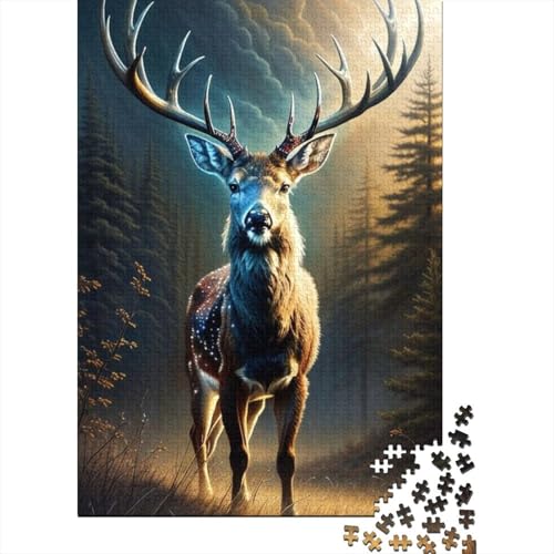 Animal Art Elk Puzzle 1000-teilige Schwer Puzzle Spielzeug Pädagogisches Spiel Impossible Herausforderungsspielzeug Für Erwachsene Kinder 1000pcs (38x26cm) von LMYmoney