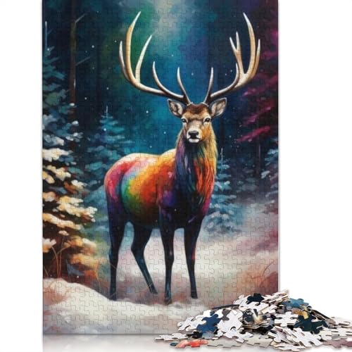 Animal Art Elk Puzzle 1000-teilige Schwer Puzzle Spielzeug Pädagogisches Spiel Impossible Herausforderungsspielzeug Für Erwachsene Kinder 1000pcs (75x50cm) von LMYmoney