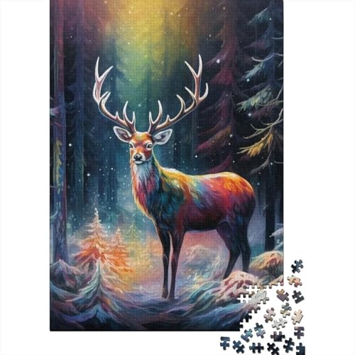 Animal Art Elk Puzzles 1000 Teile Schwer Puzzle Spielzeug Lernspiel Impossible Herausforderung Spielzeug Für Erwachsene Kinder 1000pcs (38x26cm) von LMYmoney