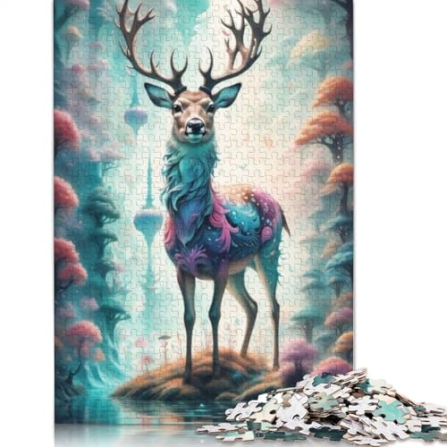 Animal Art Elk Puzzles 1000 Teile Schwer Puzzle Spielzeug Lernspiel Impossible Herausforderung Spielzeug Für Erwachsene Kinder 1000pcs (75x50cm) von LMYmoney
