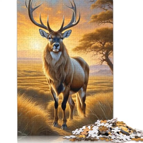 Animal Art Elk Puzzles 1000 Teile Schwer Puzzle Spielzeug Lernspiel Impossible Herausforderung Spielzeug Für Erwachsene Und Kinder Ab 12 Jahren 1000pcs (75x50cm) von LMYmoney