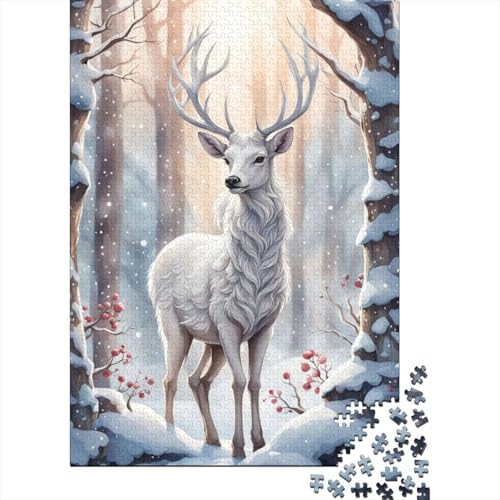 Animal Art Elk Puzzles 1000 Teile Schwer Puzzle Spielzeug Lernspiel Impossible Herausforderung Spielzeug Für Erwachsene Und Kinder in Bewährter 1000pcs (38x26cm) von LMYmoney