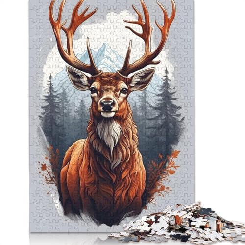 Animal Art Elk Puzzles 1000 Teile Schwer Puzzle Spielzeug Lernspiel Impossible Herausforderung Spielzeug Für Erwachsene Und Kinder in Bewährter 1000pcs (75x50cm) von LMYmoney