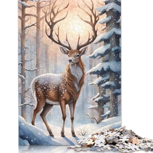 Animal Art Elk Puzzles 1000 Teile Schwer Puzzle Spielzeug Lernspiel Impossible Herausforderungsspielzeug Für Erwachsene Und Kinder Ab 12 Jahren 1000pcs (75x50cm) von LMYmoney