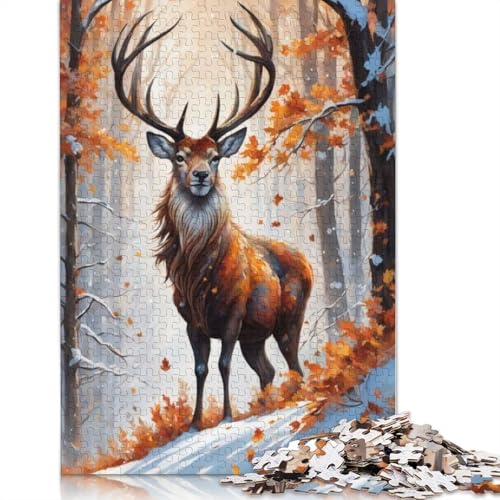 Animal Art Elk Puzzles 1000 Teile Schwer Puzzle Spielzeug Pädagogisches Spiel Impossible Herausforderungsspielzeug Für Erwachsene Kinder 1000pcs (75x50cm) von LMYmoney