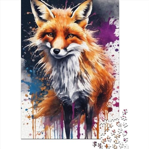 Animal Art Fox Puzzle 1000 Teile Schwer Puzzle Spielzeug Lernspiel Impossible Herausforderungsspielzeug Für Erwachsene Und Kinder Ab 14 Jahren 1000pcs (38x26cm) von LMYmoney