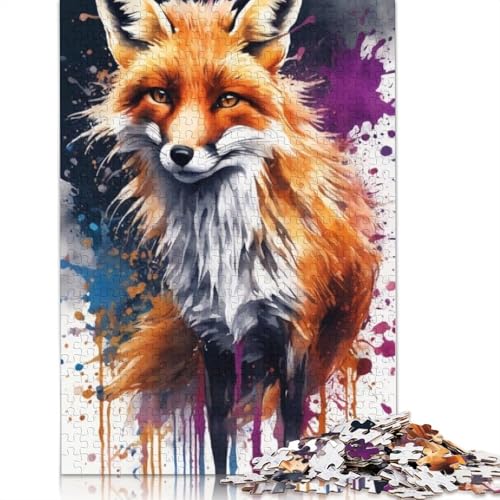 Animal Art Fox Puzzle 1000 Teile Schwer Puzzle Spielzeug Pädagogisches Spiel Impossible Herausforderung Spielzeug Für Erwachsene Kinder 1000pcs (75x50cm) von LMYmoney