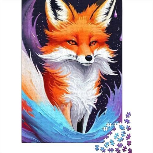 Animal Art Fox Puzzle 1000 Teile Schwer Puzzle Spielzeug Pädagogisches Spiel Impossible Herausforderungsspielzeug Für Erwachsene Kinder 1000pcs (38x26cm) von LMYmoney
