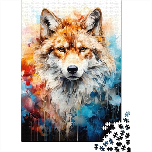 Animal Art Fox Puzzle 1000 Teile Schwer Puzzle Spielzeug Pädagogisches Spiel Impossible Herausforderungsspielzeug Für Erwachsene Kinder 1000pcs (38x26cm) von LMYmoney