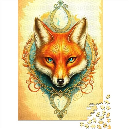 Animal Art Fox Puzzle 1000-teilige Schwer Puzzle Spielzeug Lernspiel Impossible Herausforderung Spielzeug Für Erwachsene Kinder 1000pcs (38x26cm) von LMYmoney