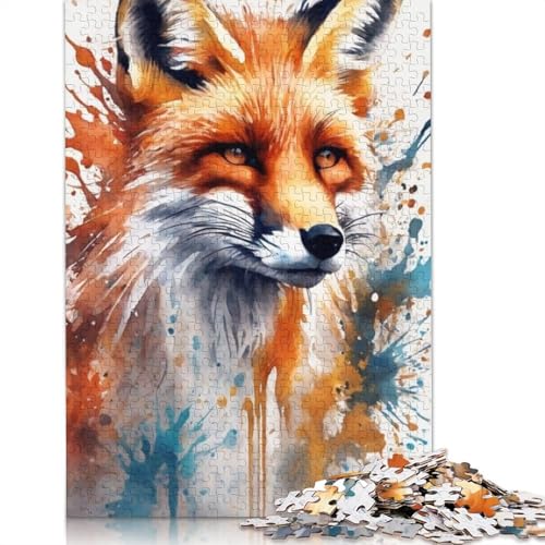 Animal Art Fox Puzzle 1000-teilige Schwer Puzzle Spielzeug Lernspiel Impossible Herausforderung Spielzeug Für Erwachsene Kinder 1000pcs (75x50cm) von LMYmoney