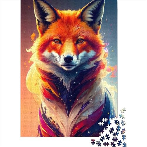 Animal Art Fox Puzzle 1000-teilige Schwer Puzzle Spielzeug Lernspiel Impossible Herausforderungsspielzeug Für Erwachsene Und Kinder Ab 14 Jahren 1000pcs (38x26cm) von LMYmoney