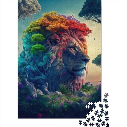 Animal Art Lion Puzzle 1000 Teile Schwer Puzzle Spielzeug Pädagogisches Spiel Impossible Herausforderung Spielzeug Für Erwachsene Kinder 1000pcs (38x26cm) von LMYmoney