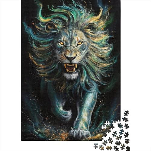 Animal Art Lion Puzzle 1000 Teile Schwer Puzzle Spielzeug Pädagogisches Spiel Impossible Herausforderung Spielzeug Für Erwachsene Kinder 1000pcs (38x26cm) von LMYmoney