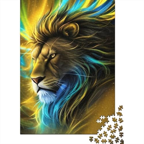 Animal Art Lion Puzzle 1000-teilige Schwer Puzzle Spielzeug Lernspiel Impossible Herausforderung Spielzeug Für Erwachsene Kinder 1000pcs (38x26cm) von LMYmoney