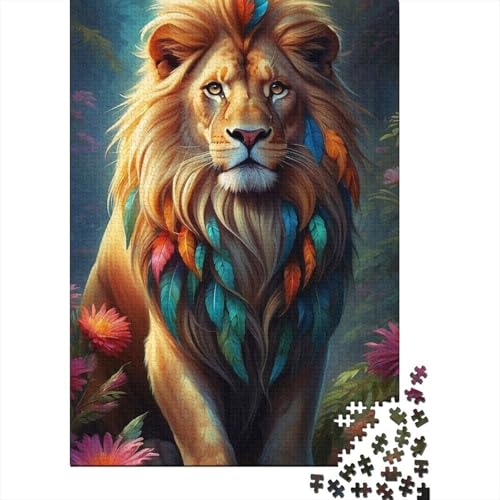 Animal Art Lion Puzzle 1000-teilige Schwer Puzzle Spielzeug Lernspiel Impossible Herausforderung Spielzeug Für Erwachsene Kinder 1000pcs (38x26cm) von LMYmoney