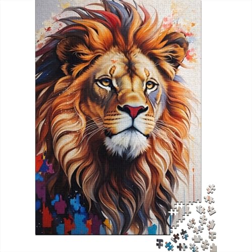 Animal Art Lion Puzzle 1000-teilige Schwer Puzzle Spielzeug Lernspiel Impossible Herausforderung Spielzeug Für Erwachsene Und Kinder in Bewährter 1000pcs (38x26cm) von LMYmoney