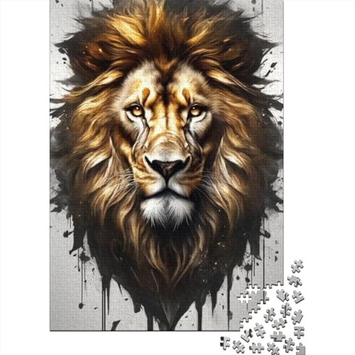 Animal Art Lion Puzzle 1000-teilige Schwer Puzzle Spielzeug Lernspiel Impossible Herausforderungsspielzeug Für Erwachsene Und Kinder Ab 12 Jahren 1000pcs (38x26cm) von LMYmoney