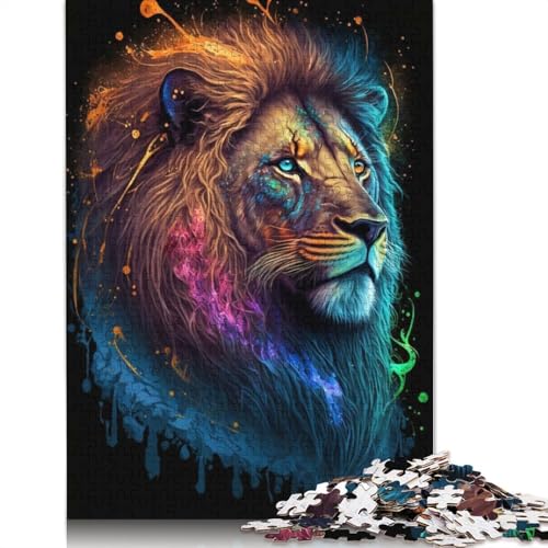 Animal Art Lion Puzzle 1000-teilige Schwer Puzzle Spielzeug Lernspiel Impossible Herausforderungsspielzeug Für Erwachsene Und Kinder Ab 14 Jahren 1000pcs (75x50cm) von LMYmoney