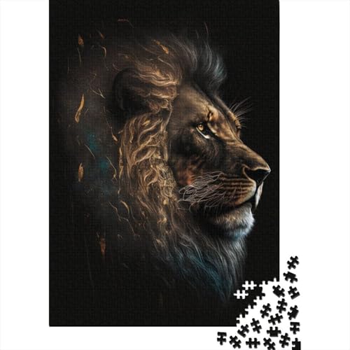 Animal Art Lion Puzzle 1000-teilige Schwer Puzzle Spielzeug Pädagogisches Spiel Impossible Herausforderungsspielzeug Für Erwachsene Kinder 1000pcs (38x26cm) von LMYmoney
