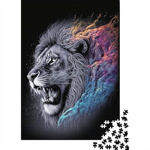 Animal Art Lion Puzzles 1000 Teile Schwer Puzzle Spielzeug Lernspiel Impossible Herausforderung Spielzeug Für Erwachsene Kinder 1000pcs (38x26cm) von LMYmoney