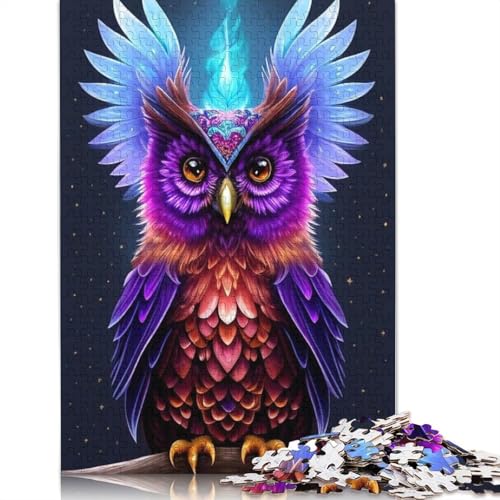 Animal Art Owl Puzzle 1000-teilige Schwer Puzzle Spielzeug Lernspiel Impossible Herausforderung Spielzeug Für Erwachsene Kinder 1000pcs (75x50cm) von LMYmoney